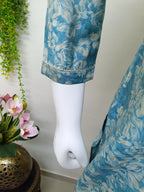 Slate blue with white floral prints
