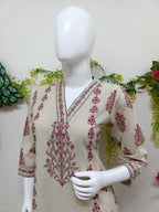 Ivory with dusty rose print