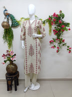Ivory with dusty rose print