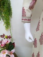 Ivory with dusty rose print