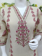 Ivory with dusty rose print
