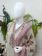 Ivory with dusty rose print