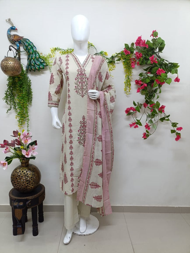Ivory with dusty rose print Hover Image