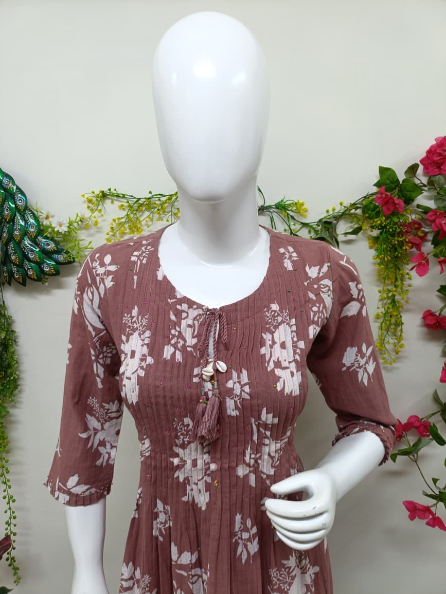 Dusty pink with white floral print