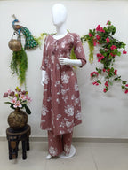 Dusty pink with white floral print