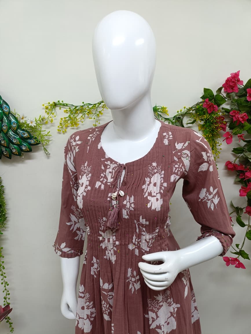 Dusty pink with white floral print