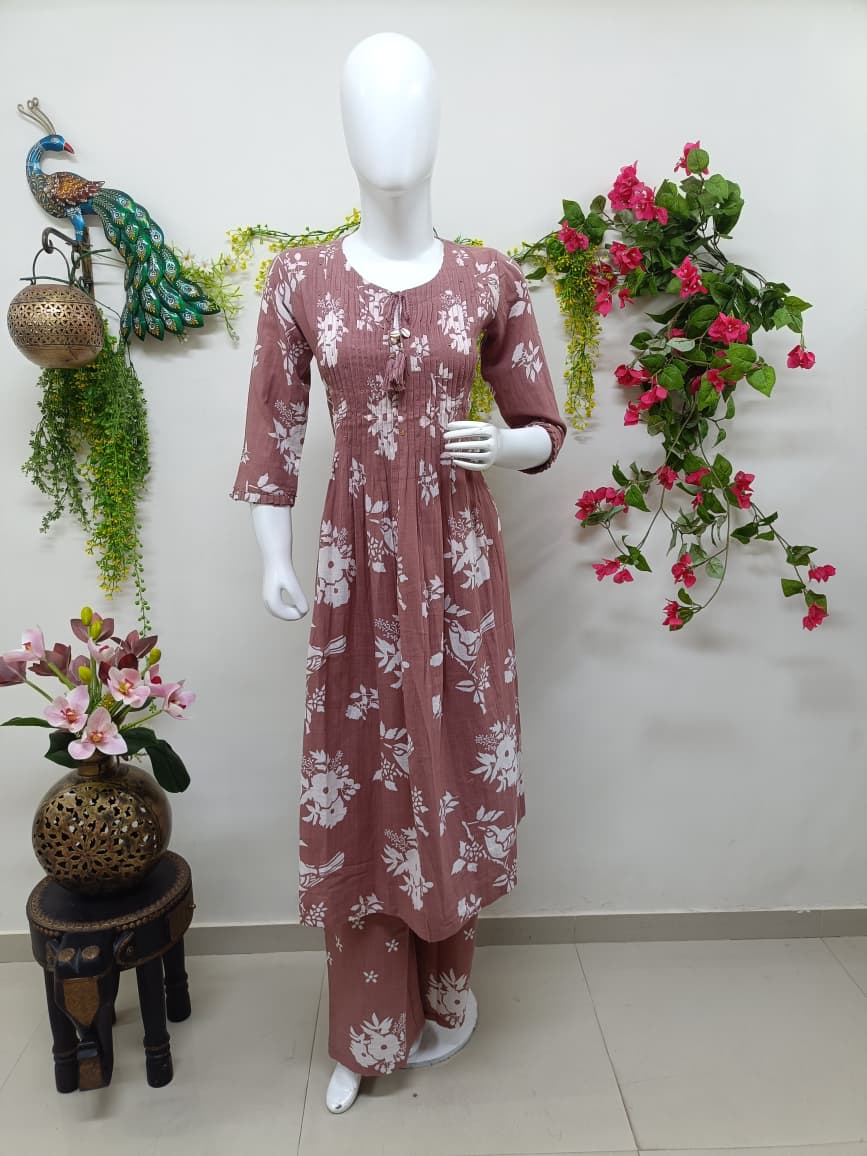 Dusty pink with white floral print