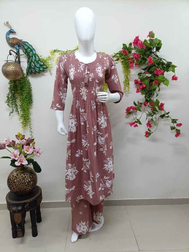 Dusty pink with white floral print Main Image