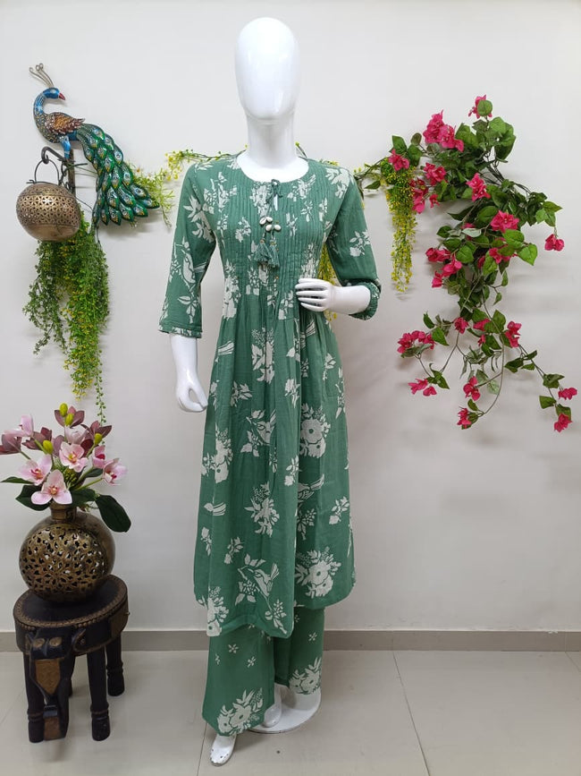 Mint green with white floral print Main Image