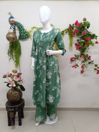Mint green with white floral print