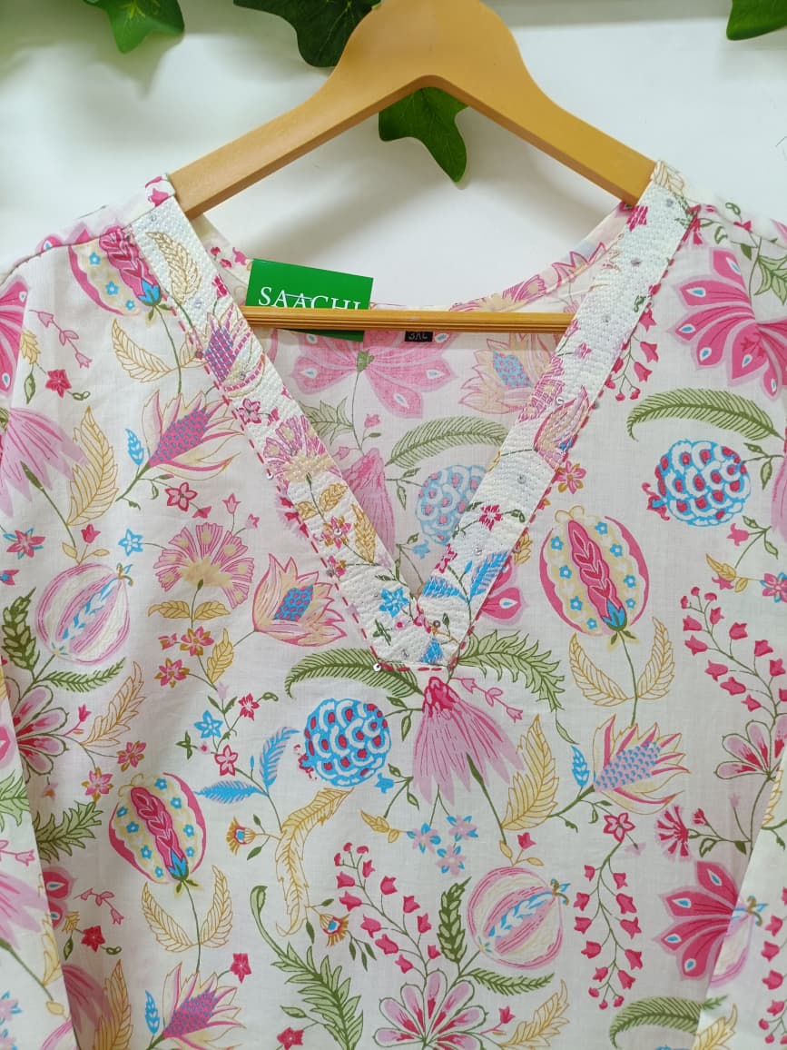 White with Floral