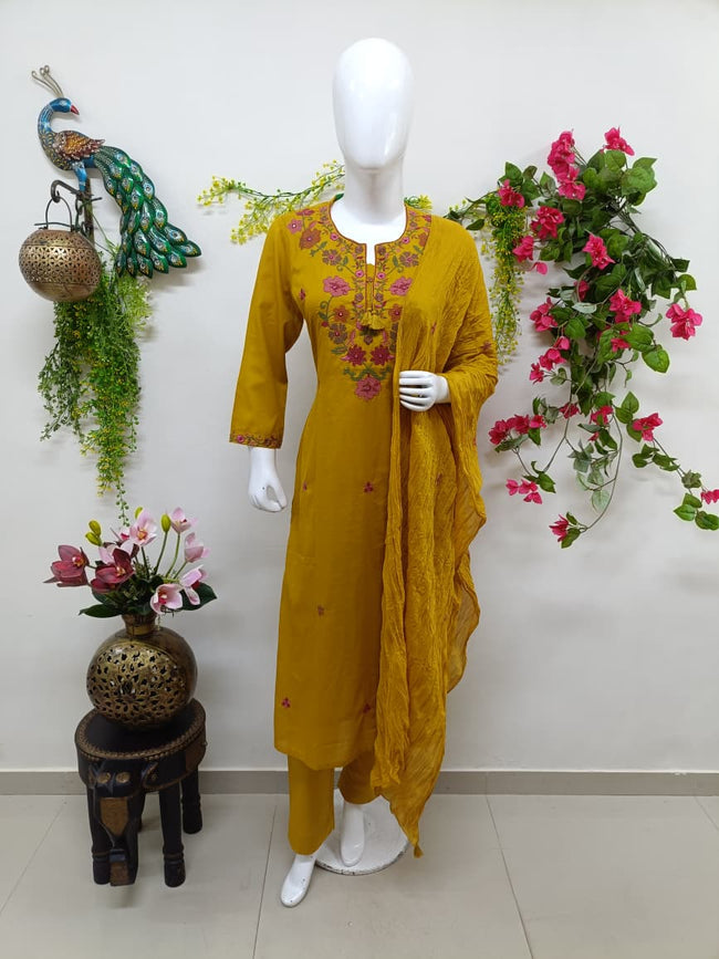 Mustard Yellow with floral Hover Image