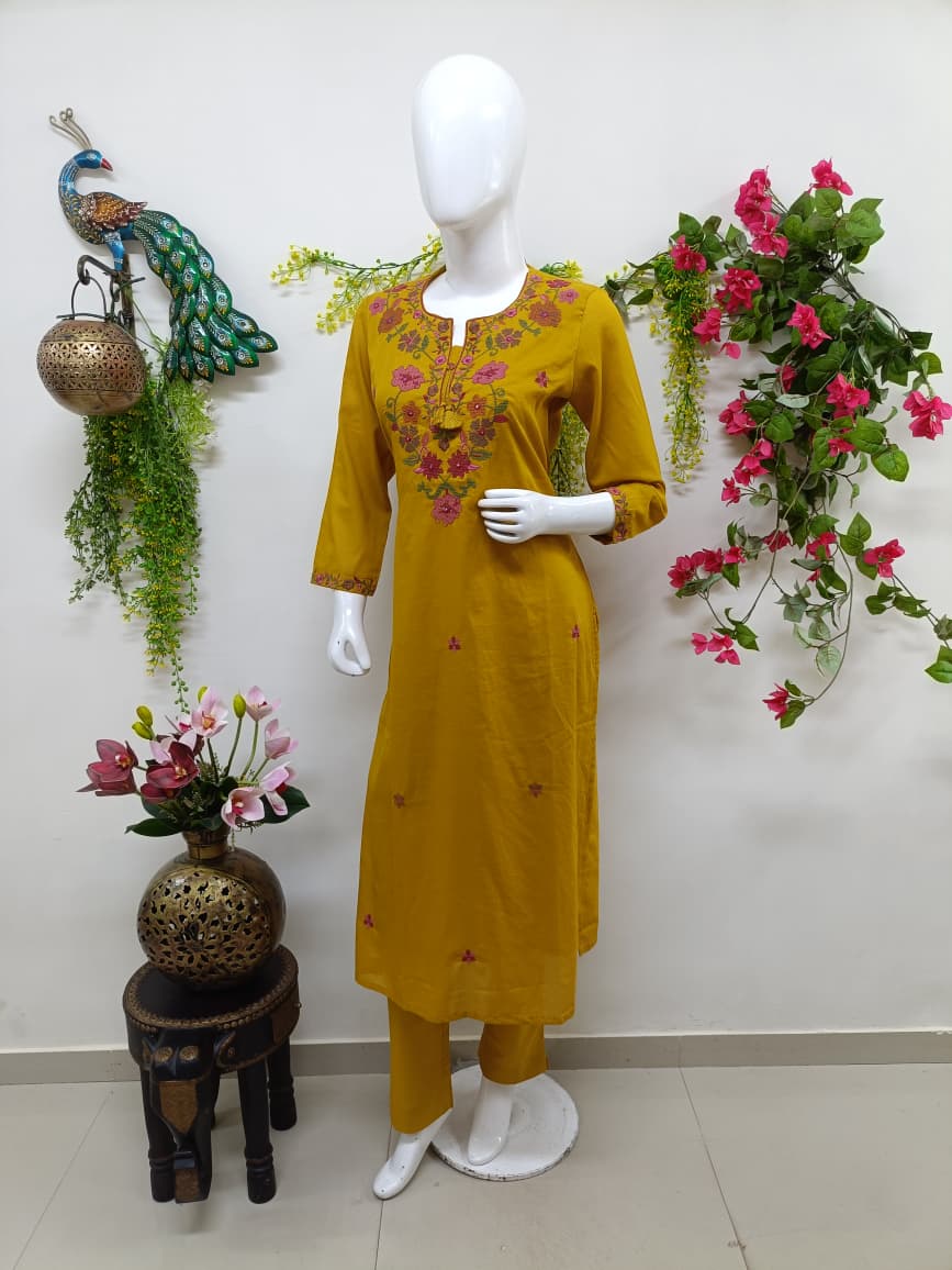 Mustard Yellow with floral