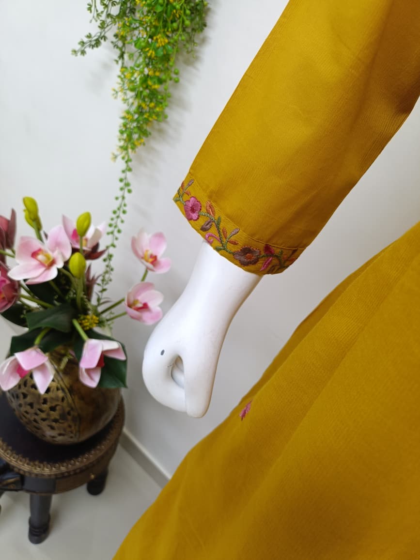 Mustard Yellow with floral