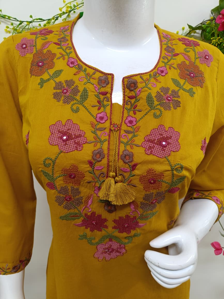 Mustard Yellow with floral