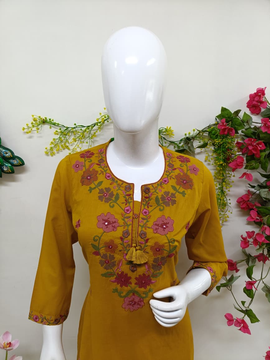 Mustard Yellow with floral