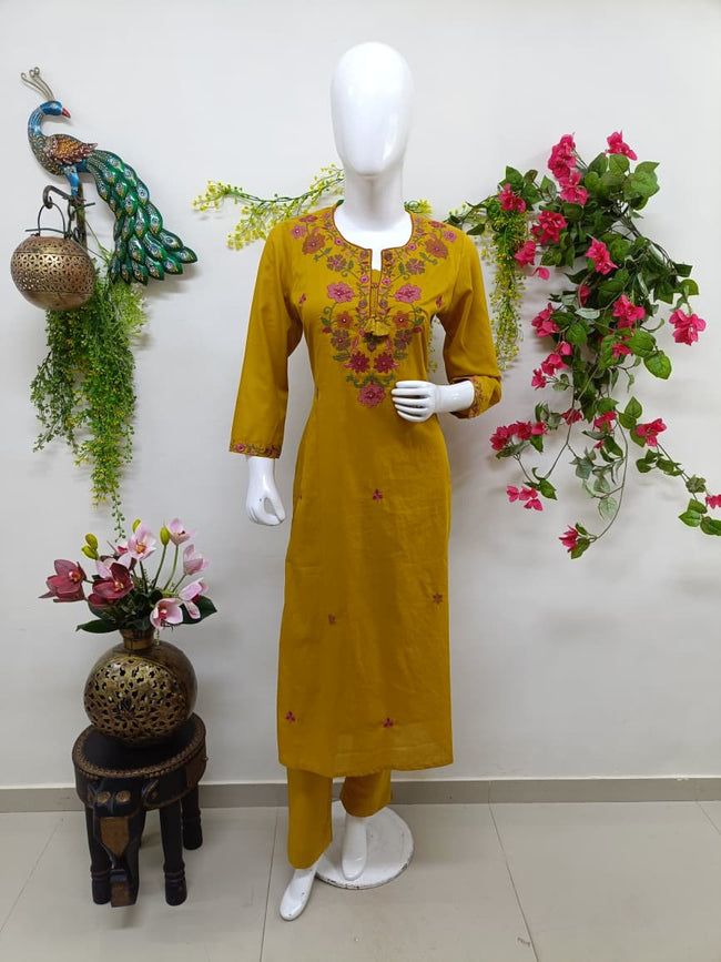 Mustard Yellow with floral Main Image